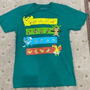 Pokemon Mens Graphic Green Short Sleeve Shirt Men’s Size Small